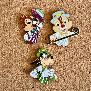 Disneyland Dapper Dans Enamel Pins - Chip, Dale, & Goofy